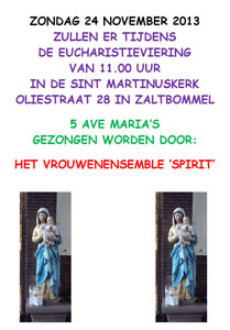 Vrouwenensemble Spirit zingt vijf Ave Marias