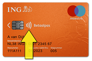 Bankpas met het contactloos betalenlogo